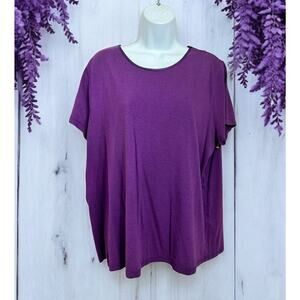 cj banks Purple Top Sz 1X Short Sleeve Tee Cotton Blend Shirt Casual